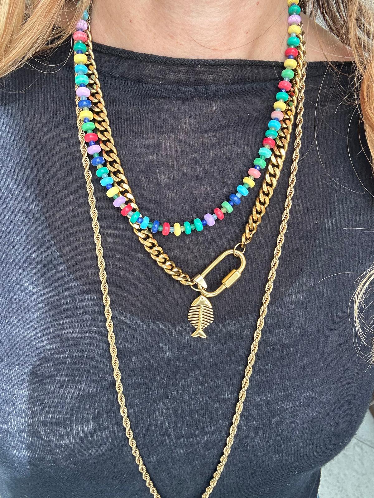 Collana in acciaio inossidabile e perle in pietra naturale "Lola"