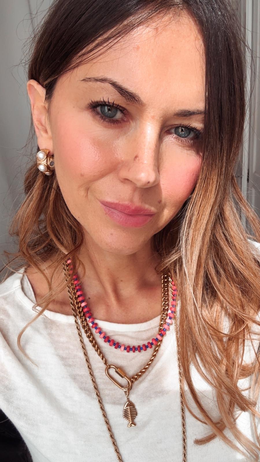 Collana in acciaio inossidabile e perle in pietra naturale "Lola"
