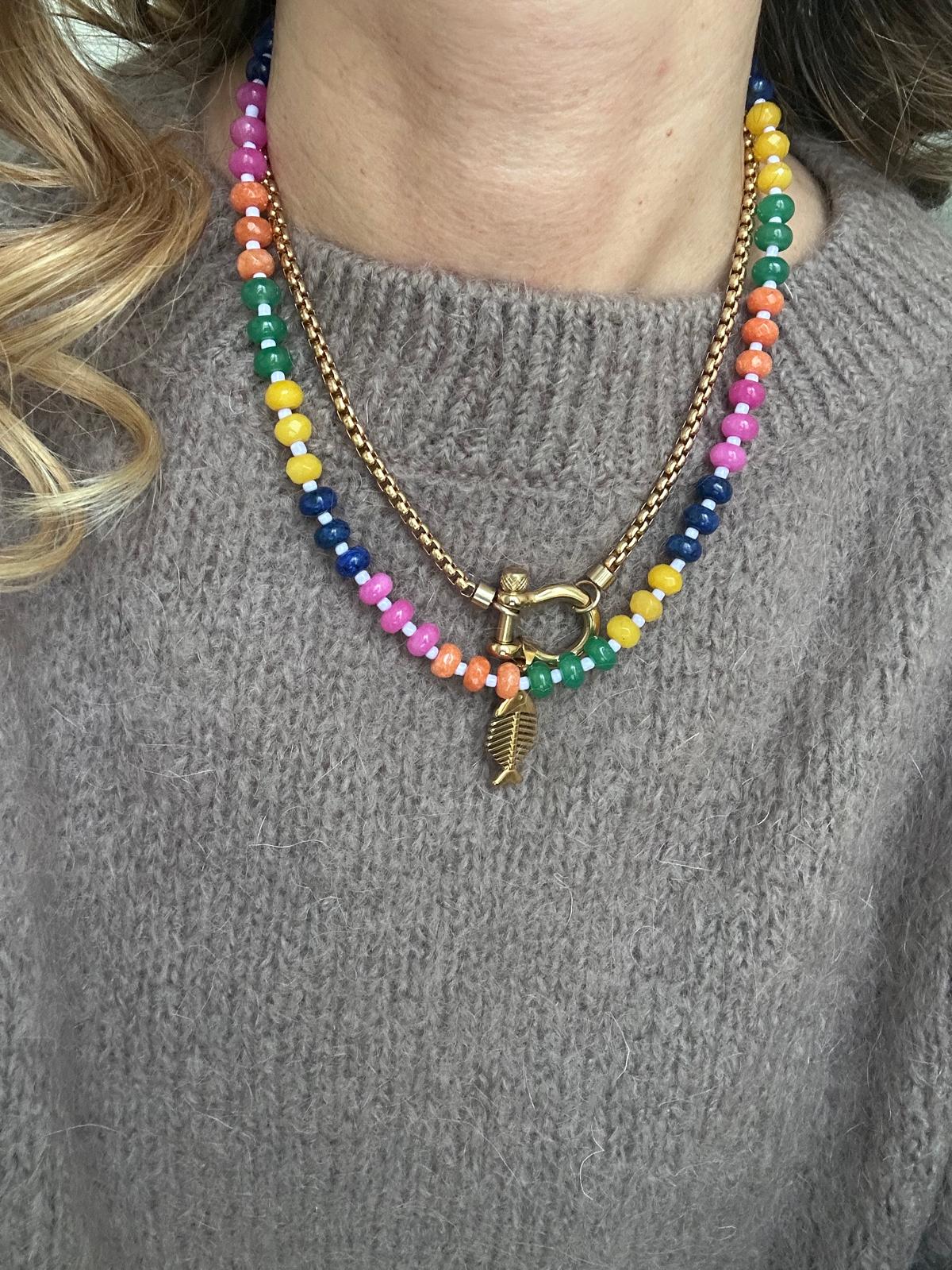 Collana in acciaio inossidabile e perle in pietra naturale "Sharon"