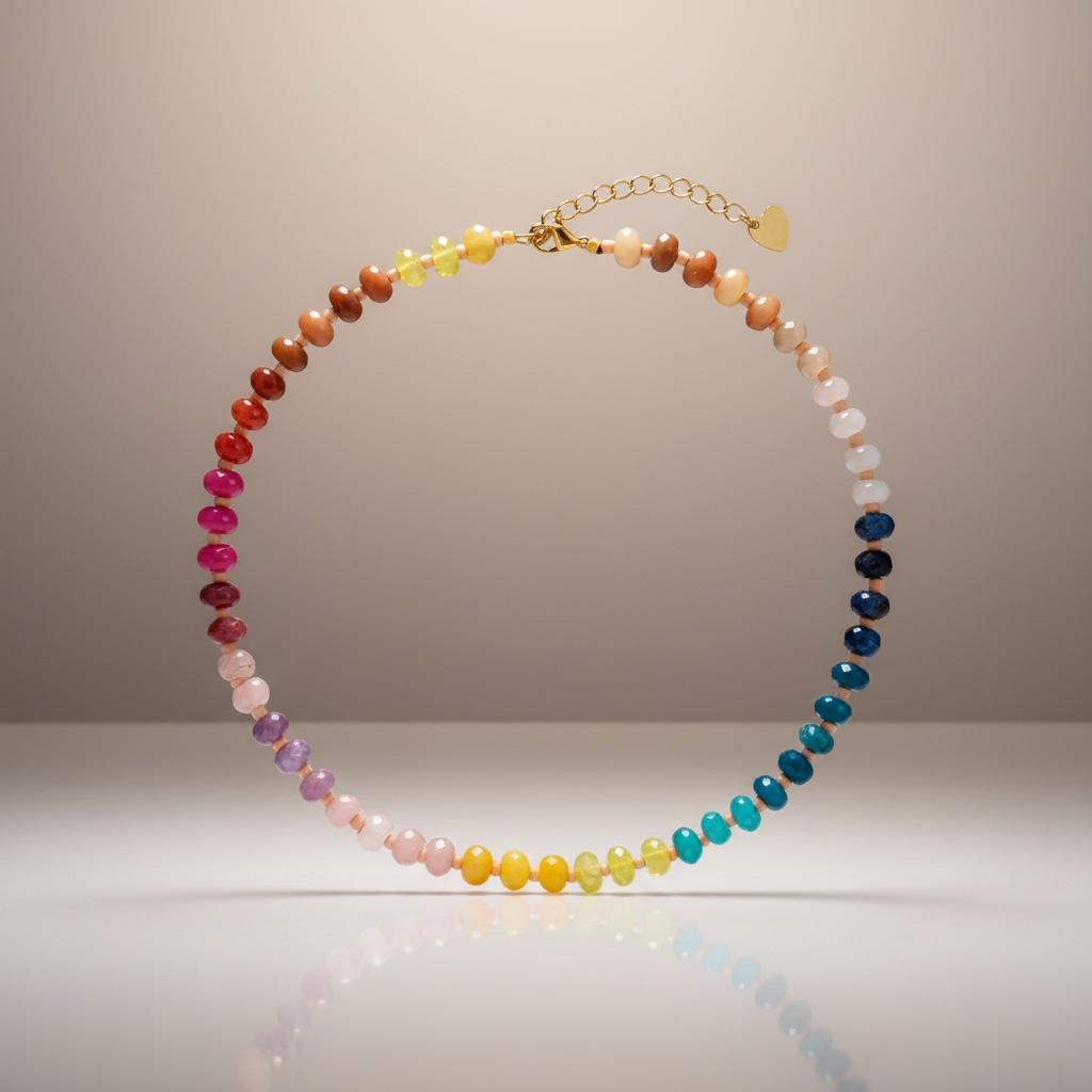 Collana in acciaio inossidabile e perle in pietra naturale "Sharon"