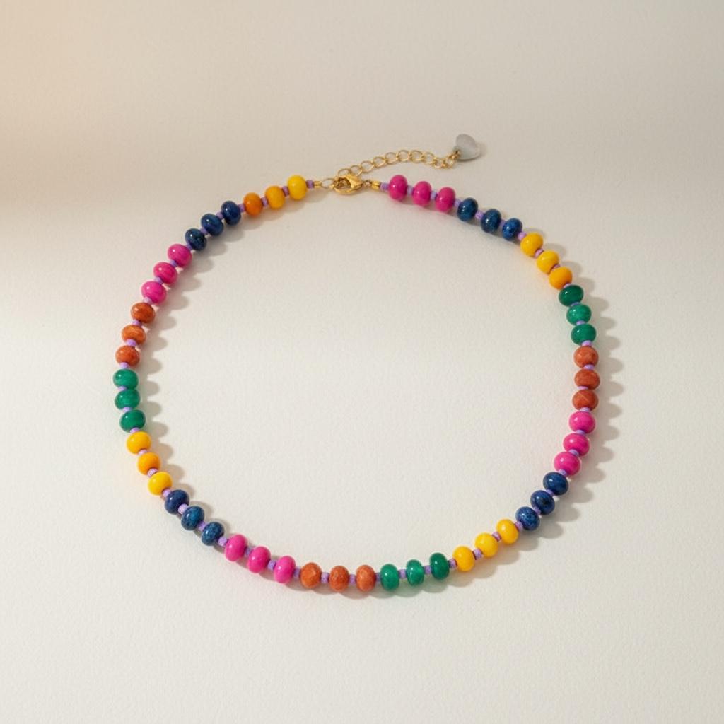 Collana in acciaio inossidabile e perle in pietra naturale "Sharon"