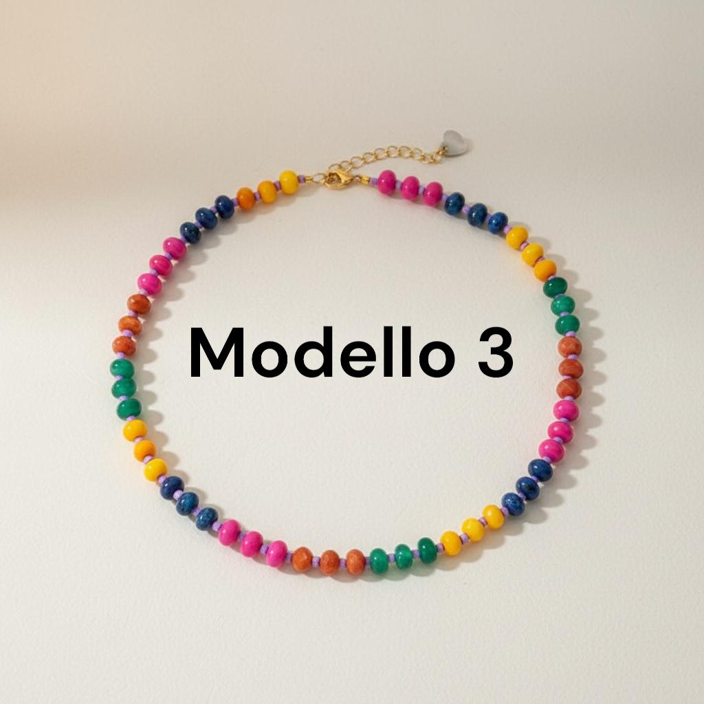 Collana in acciaio inossidabile e perle in pietra naturale "Sharon"