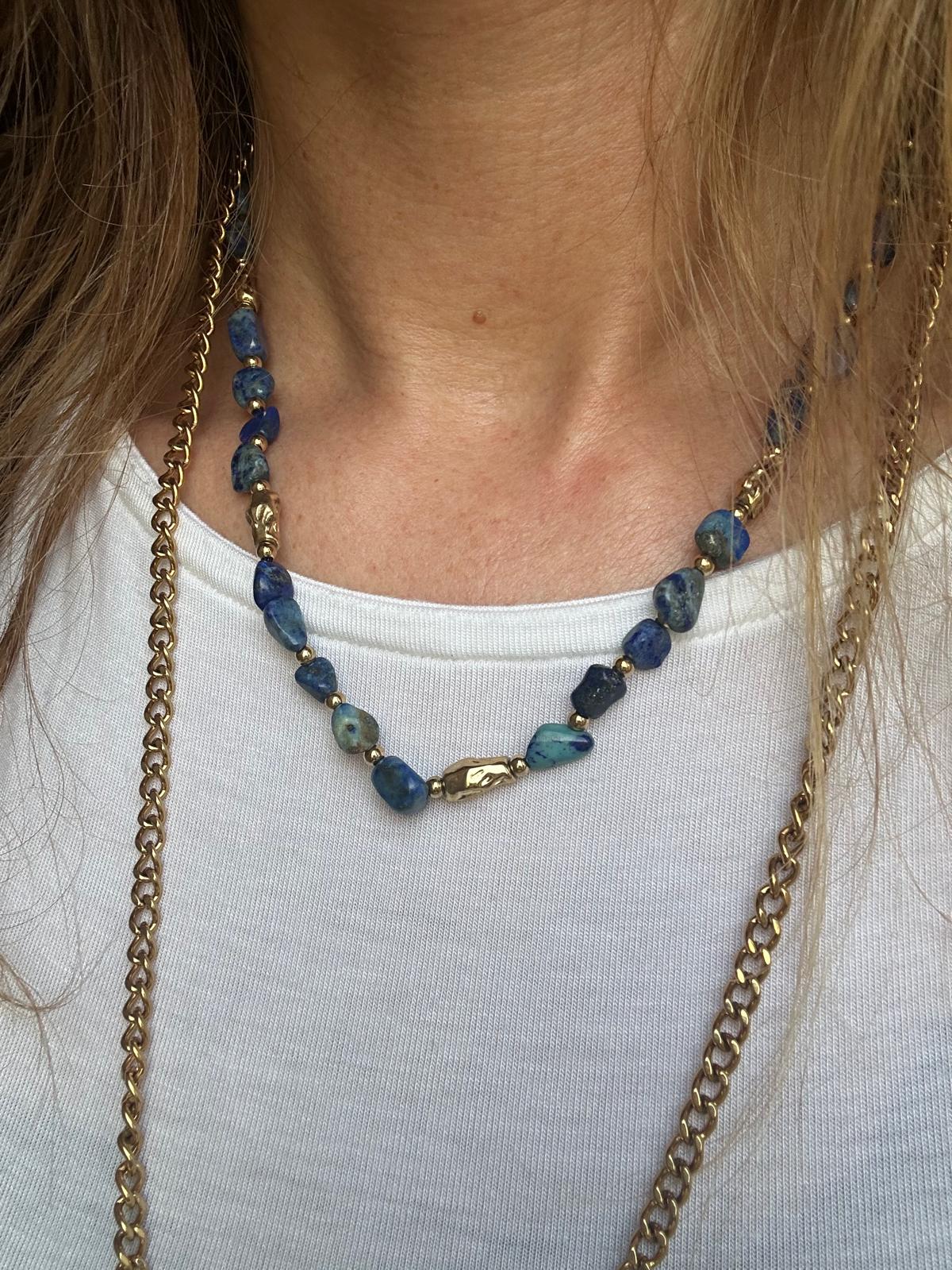 Collana in acciaio inossidabile e perle in pietra naturale "Blush"