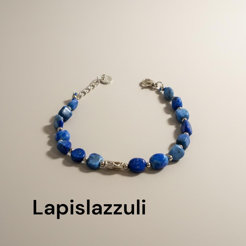 Bracciale con perle di pietra dura, vetro e cordino in lurex "Blush"