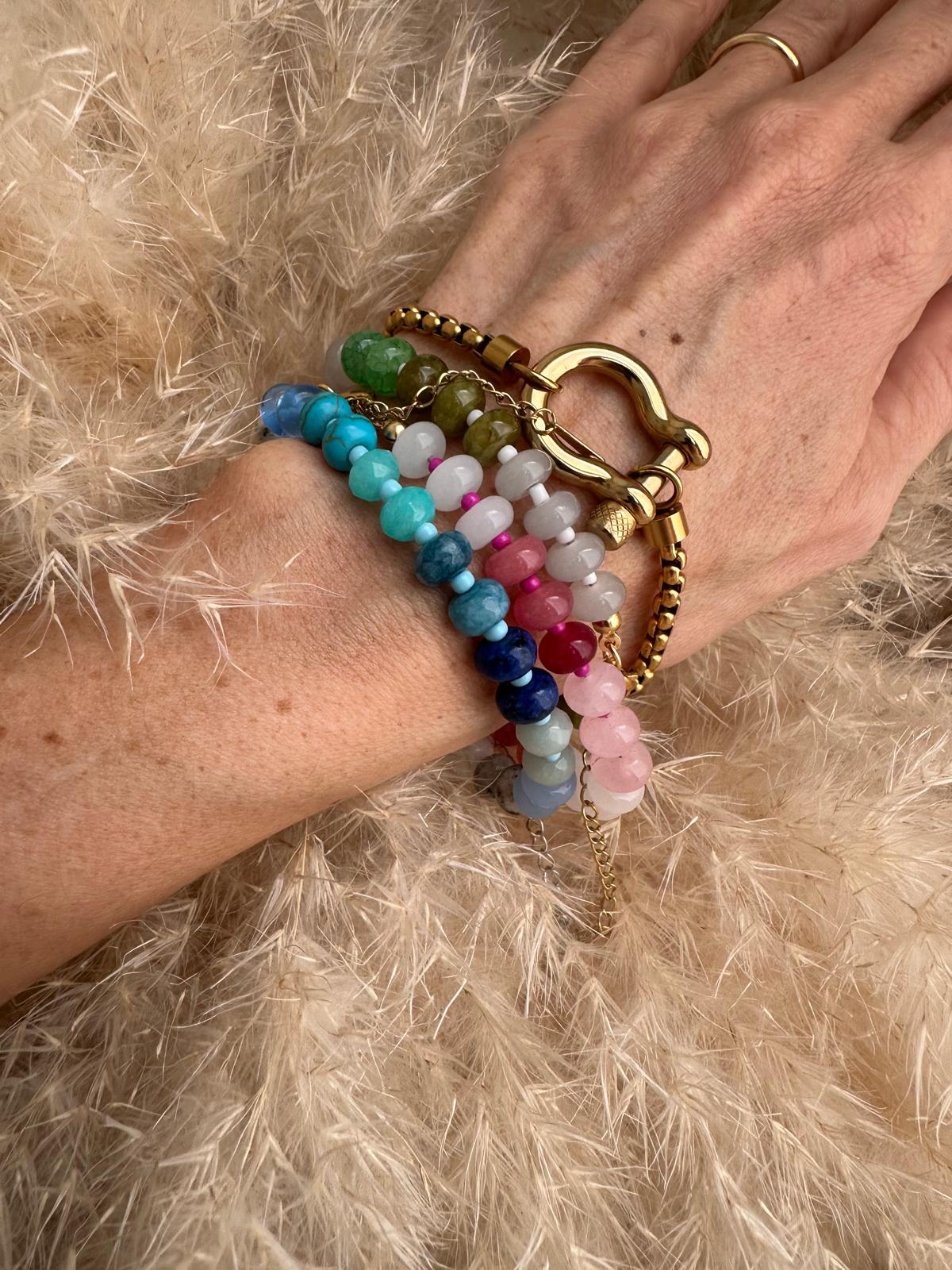 Bracciale con perle di pietra dura e acciaio inossidabile "Becky"