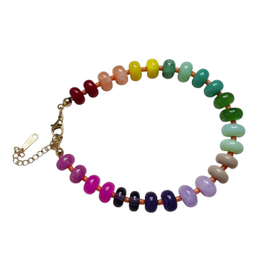 Bracciale con perle di pietra dura e acciaio inossidabile "Debby"