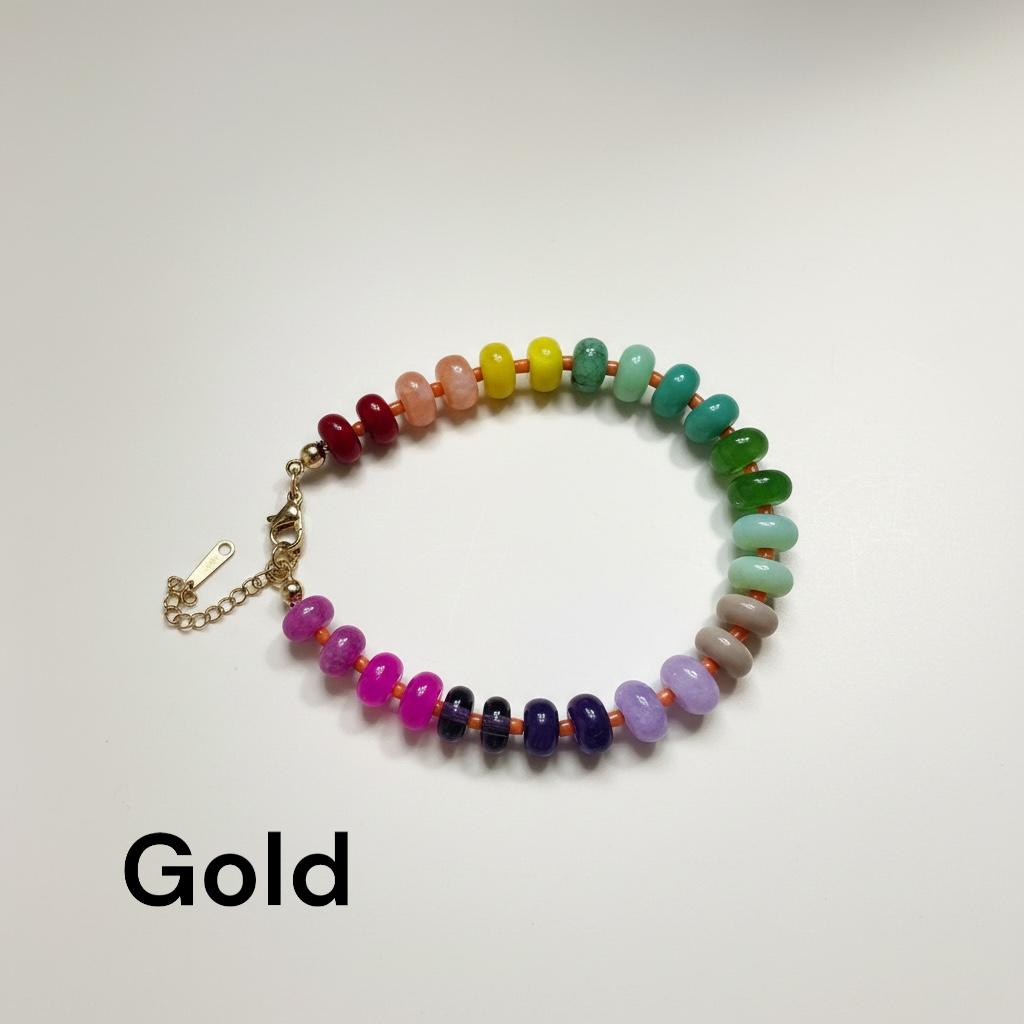 Bracciale con perle di pietra dura e acciaio inossidabile "Debby"
