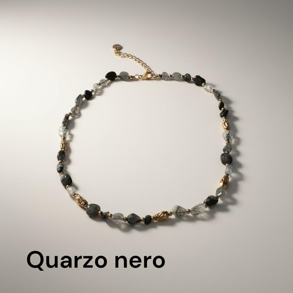 Collana in acciaio inossidabile e perle in pietra naturale "Blush"