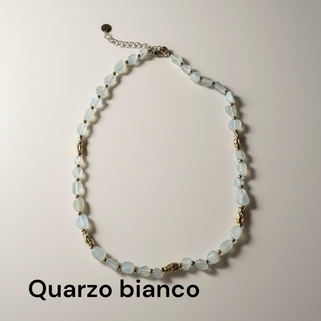Collana in acciaio inossidabile e perle in pietra naturale "Blush"
