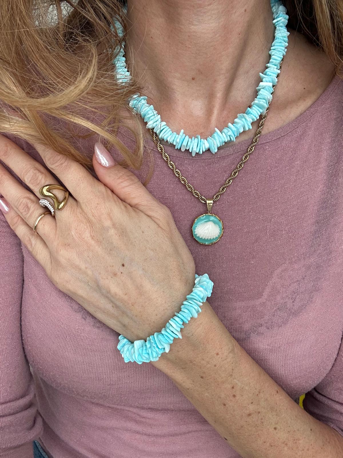 Bracciale con perle di pietra dura e acciaio inossidabile "Salina"