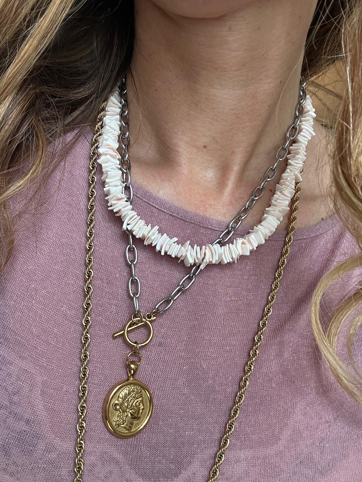 Collana in acciaio inossidabile e conchiglia "Salina"