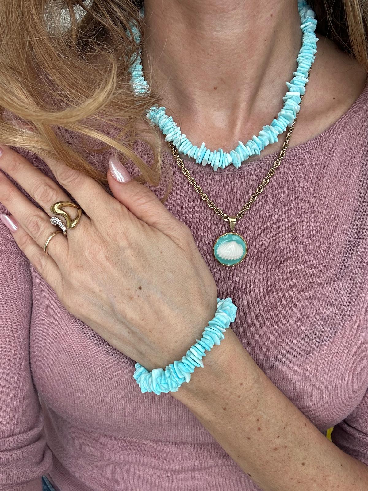 Bracciale con perle di pietra dura e acciaio inossidabile "Salina"