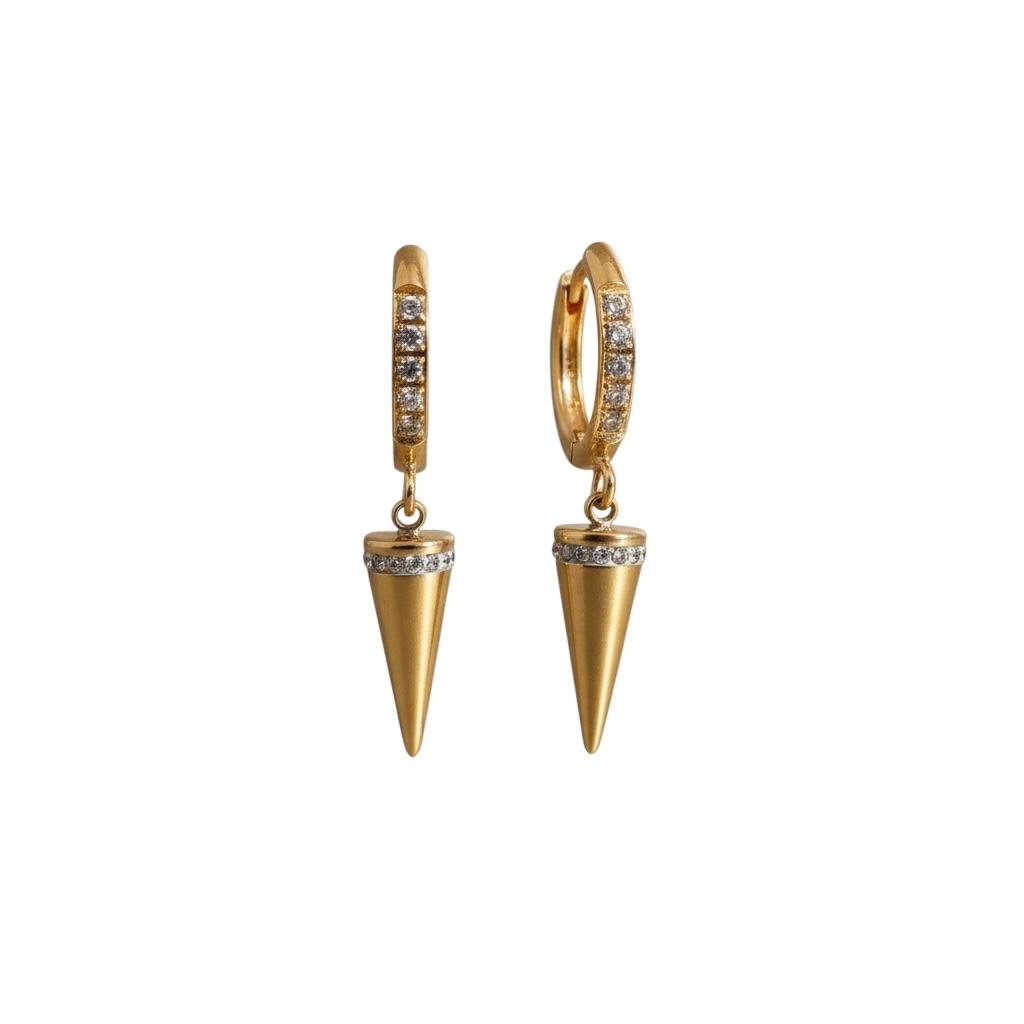 Orecchini in acciaio inossidabile anallergici e waterproof placcati oro 18K "Freccia"
