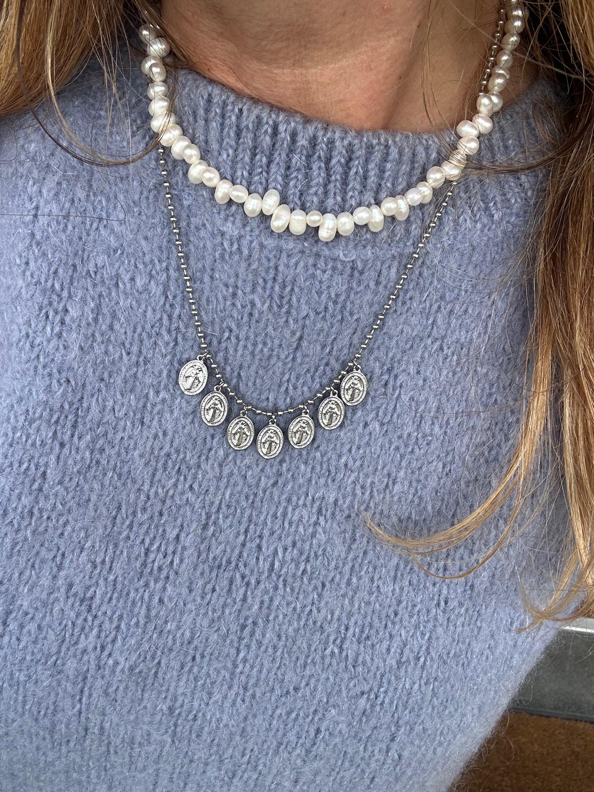 Collana in acciaio inossidabile anallergica e waterproof "Madonnina"
