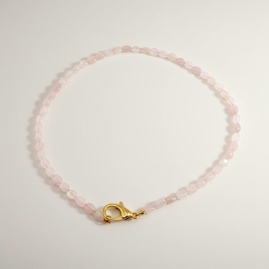 Collana in acciaio inossidabile e quarzo rosa "Silverio"