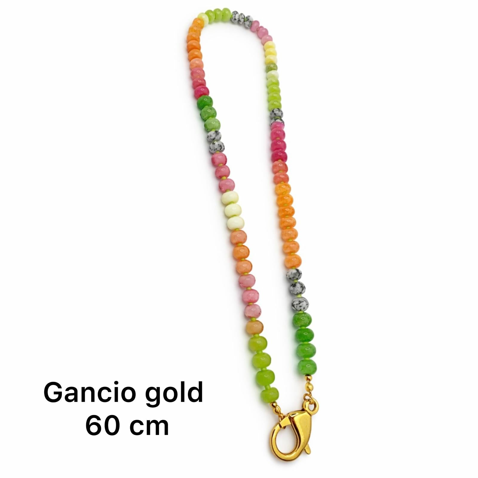 Collana in acciaio inossidabile e perle in pietra naturale "Debby"