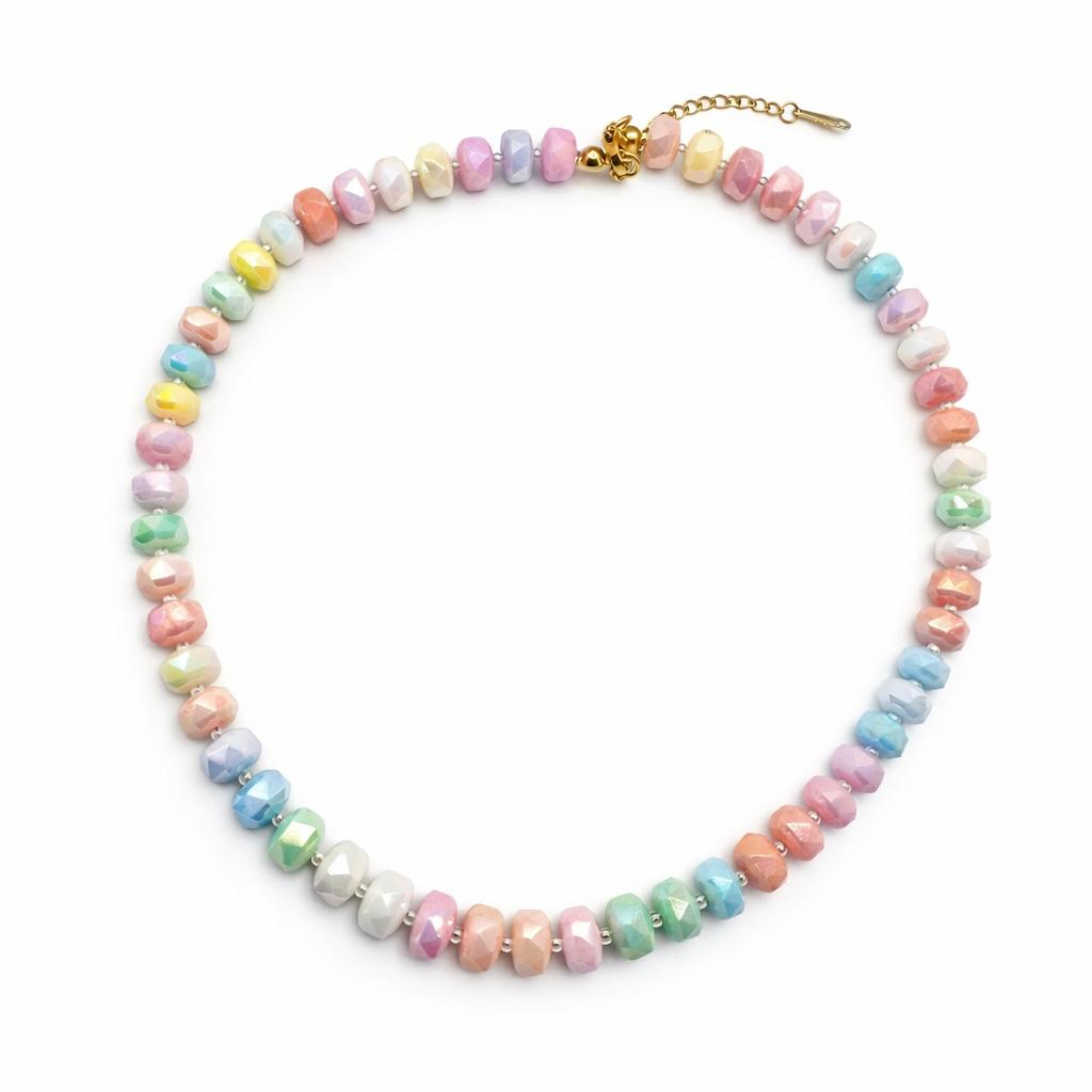 Collana in acciaio inossidabile e perle in vetro "Pastello"