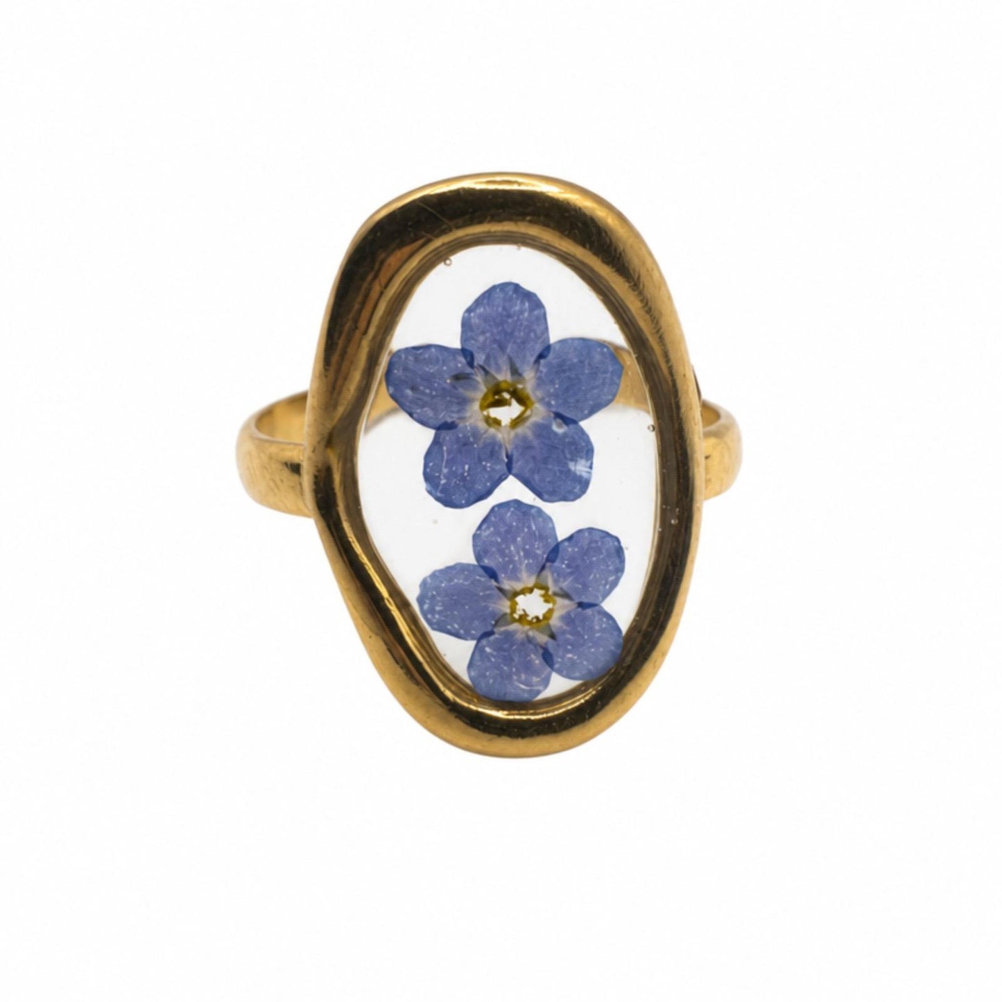Anello in acciaio inossidabile, con fiori naturali conservati "Talia"