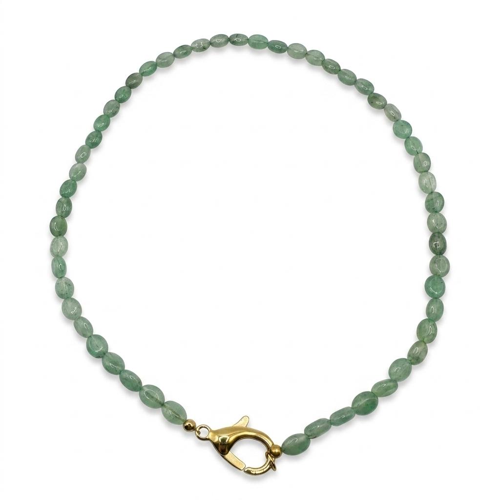 Collana in acciaio inossidabile e avventurina verde "Salvia"
