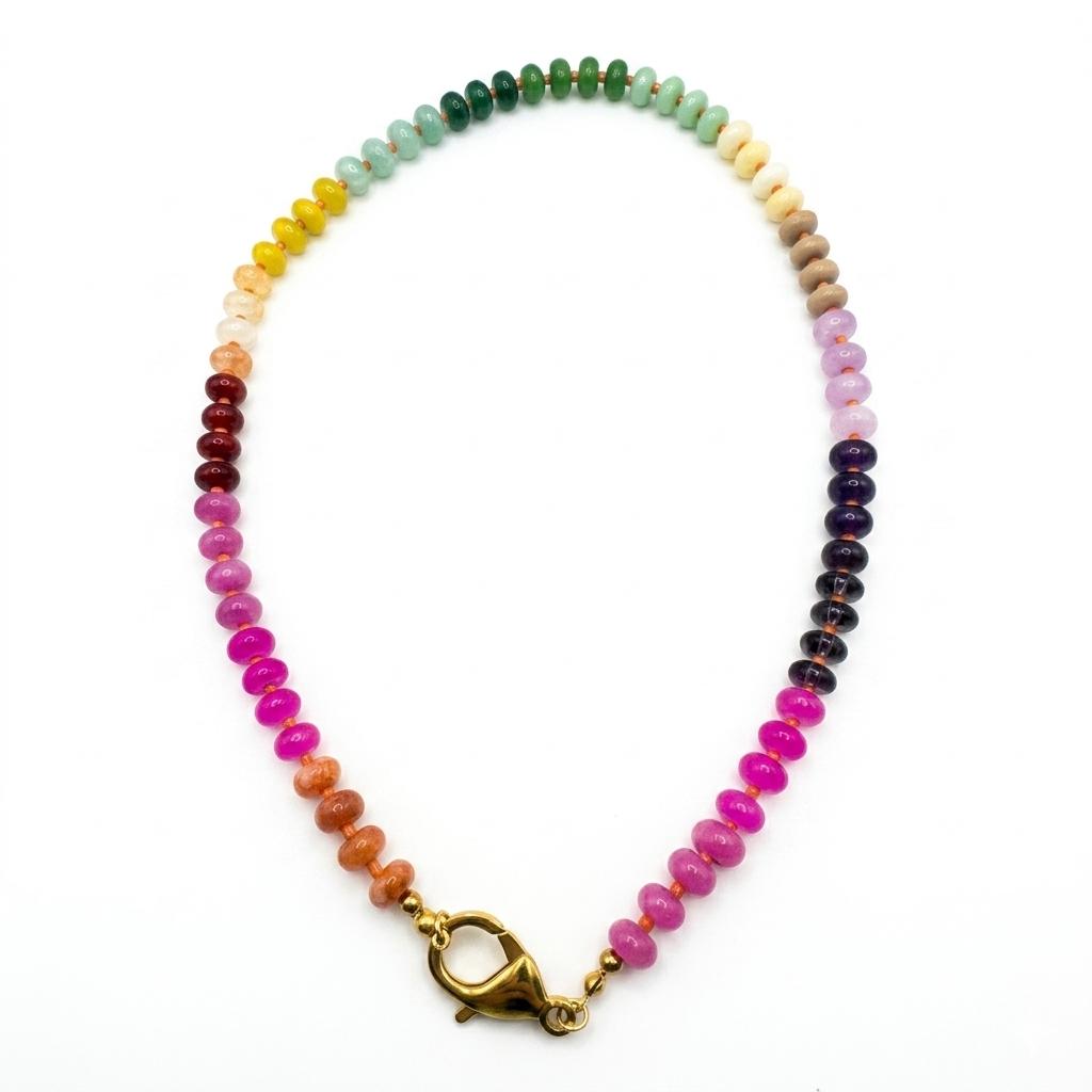 Collana in acciaio inossidabile e perle in pietra naturale "Debby"
