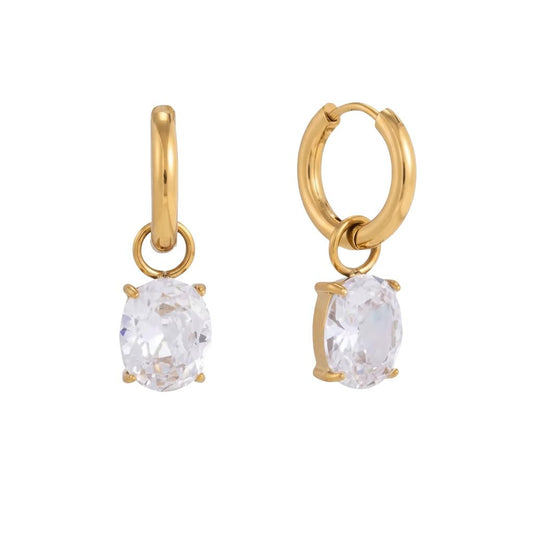 Orecchini in acciaio inossidabile anallergici e waterproof placcati oro 18K "Scintilla"