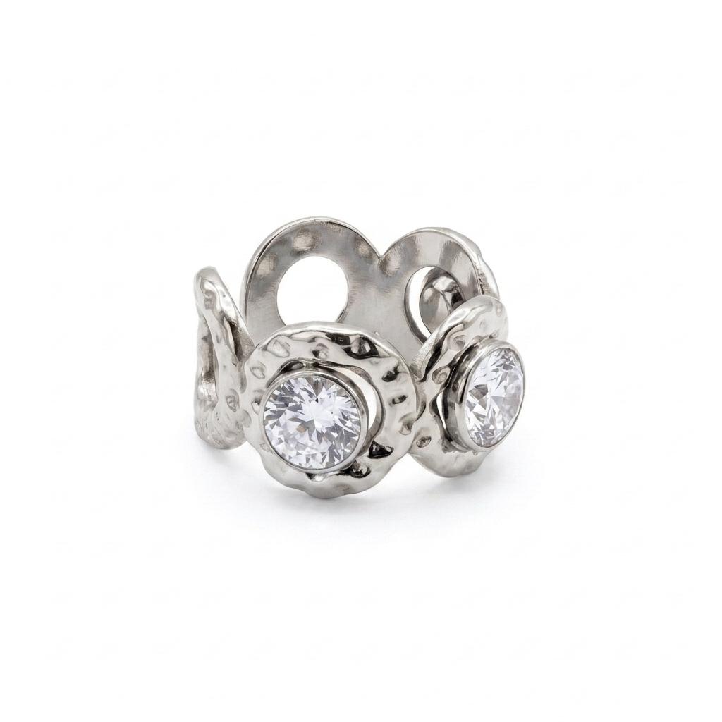 Anello regolabile, anallergico e waterproof placcato oro 18K "Iris"