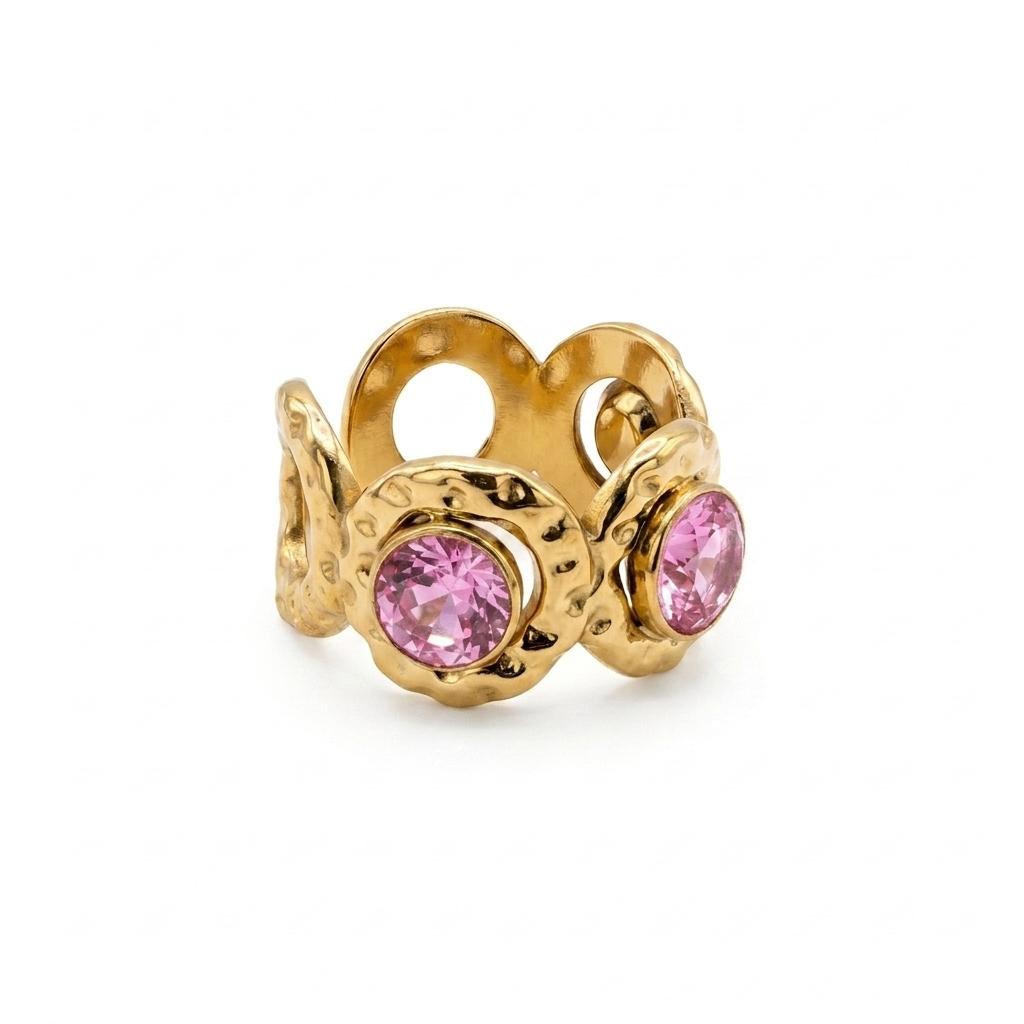 Anello regolabile, anallergico e waterproof placcato oro 18K "Iris"