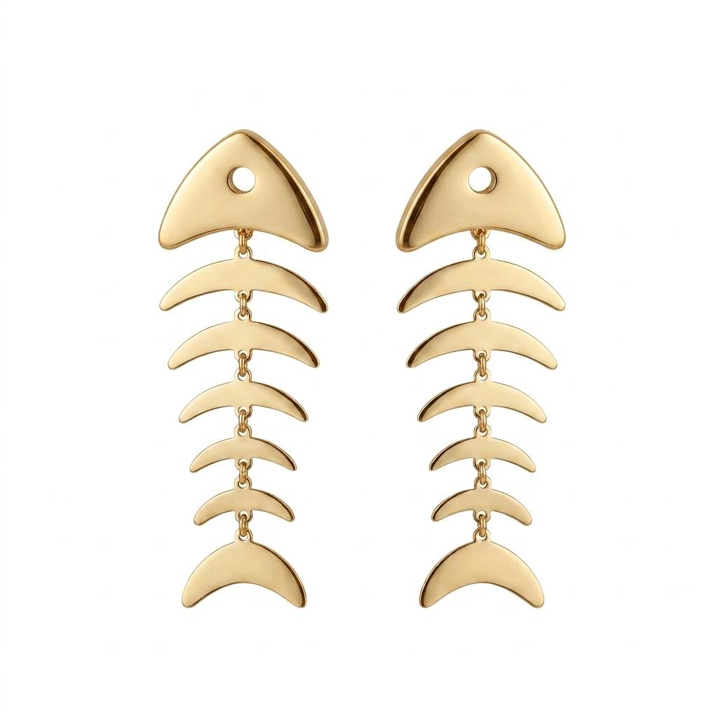 Orecchini in acciaio inossidabile anallergici e waterproof placcati oro 18K "Fisher"
