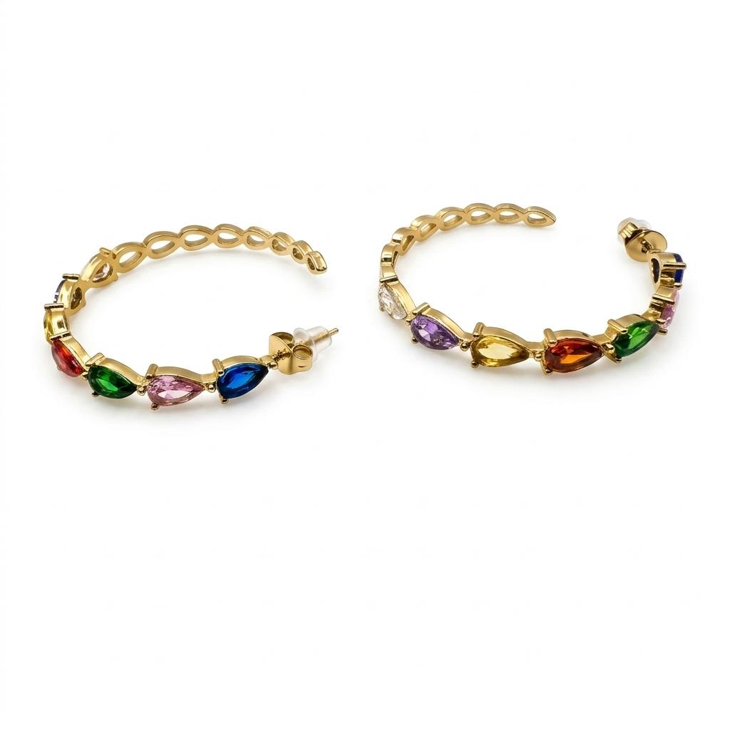 Orecchini in acciaio inossidabile anallergici e waterproof placcati oro 18K "Skyler"