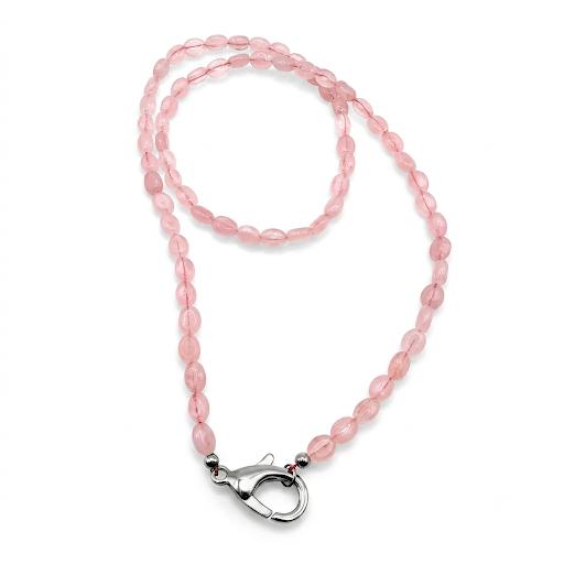 Collana in acciaio inossidabile e quarzo rosa "Silverio"
