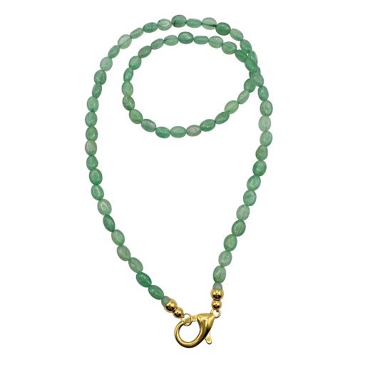 Collana in acciaio inossidabile e avventurina verde "Salvia"