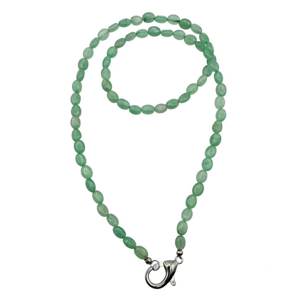 Collana in acciaio inossidabile e avventurina verde "Salvia"