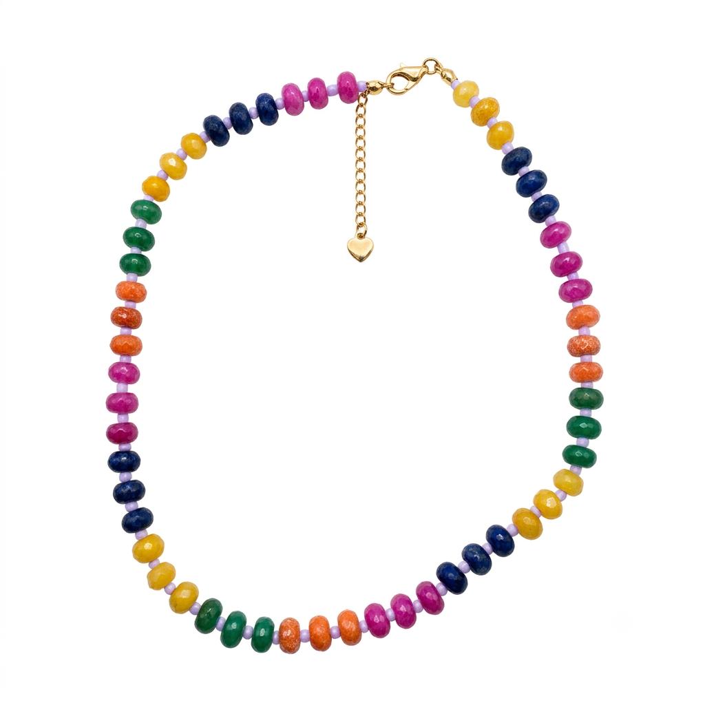 Collana in acciaio inossidabile e perle in pietra naturale "Sharon"