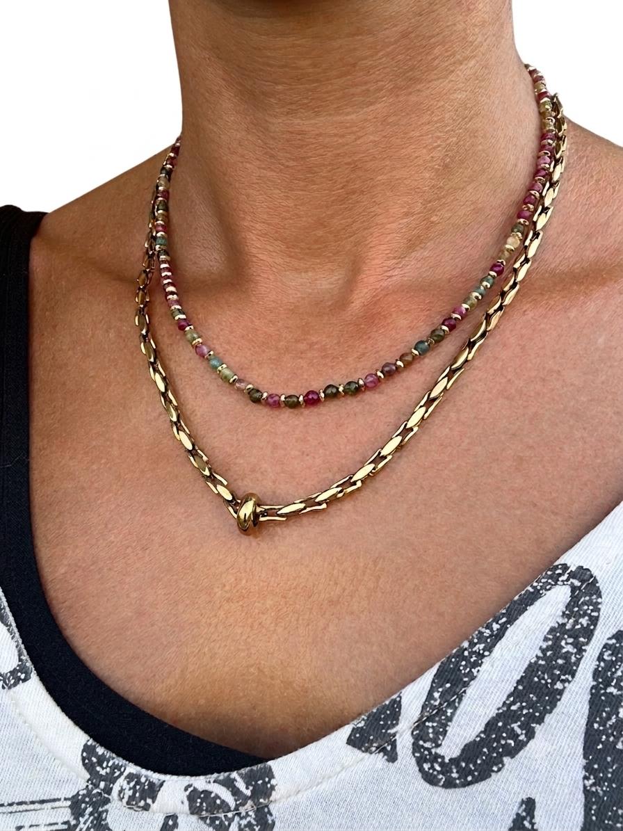 Collana in acciaio inossidabile e perline in pietra naturale "Prisma"