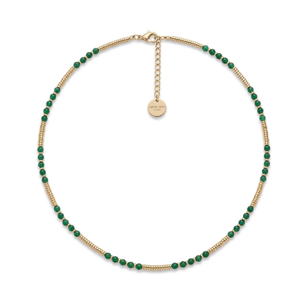 Collana in acciaio inossidabile e perline in pietra naturale "Oasi"