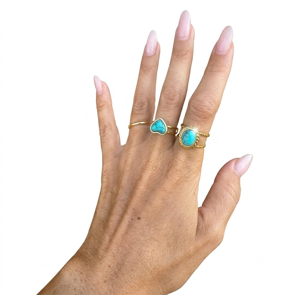 Anello regolabile, anallergico e waterproof placcato oro 18K "Capri"