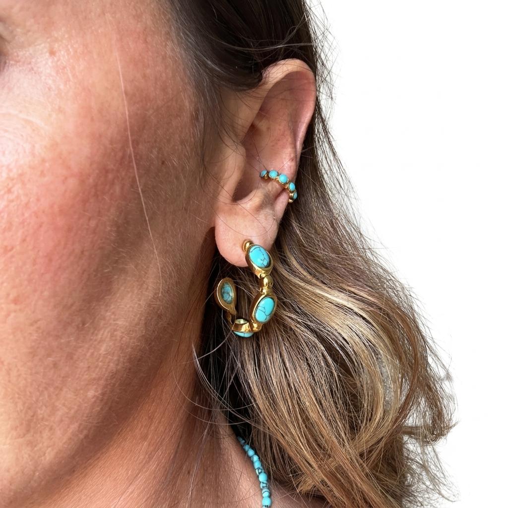Orecchini in acciaio inossidabile anallergici e waterproof placcati oro 18K "Pardis"