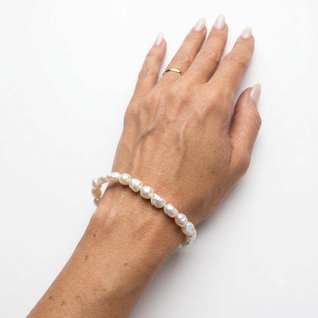 Bracciale in acciaio inossidabile e perle d'acqua dolce "Baby"
