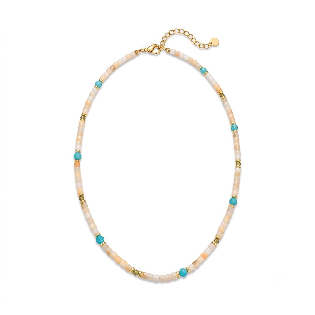 Collana in acciaio inossidabile e perline idi Madreperla "Mosaico"