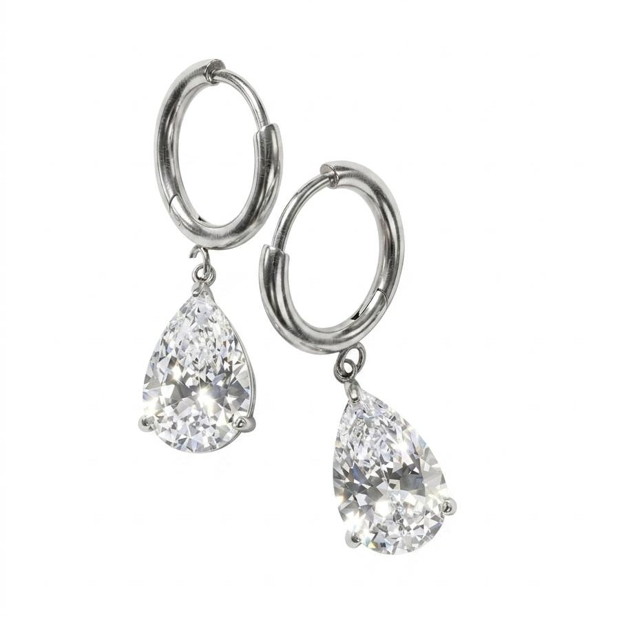 Orecchini in acciaio inossidabile e zircone anallergici e waterproof "Brina"