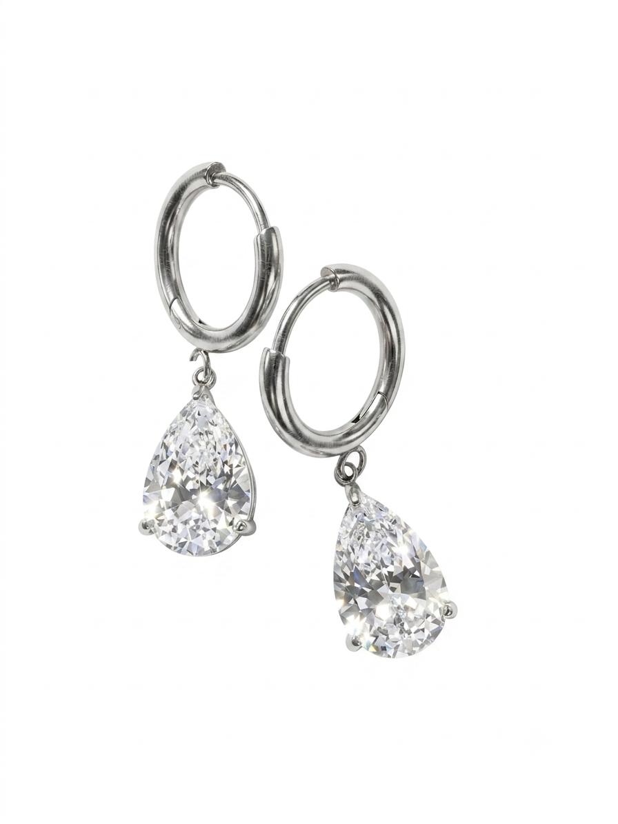 Orecchini in acciaio inossidabile e zircone anallergici e waterproof "Brina"
