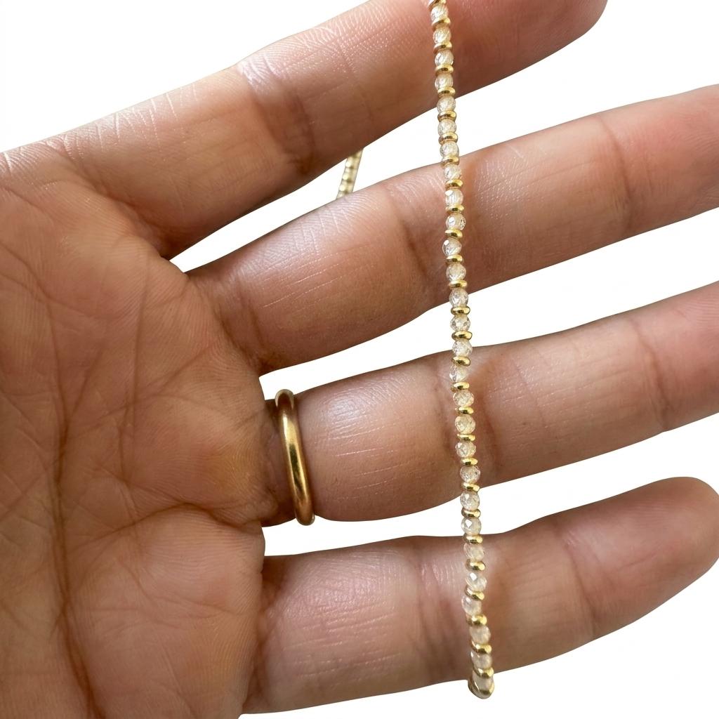 Collana in acciaio inossidabile e perline in vetro "Filo"