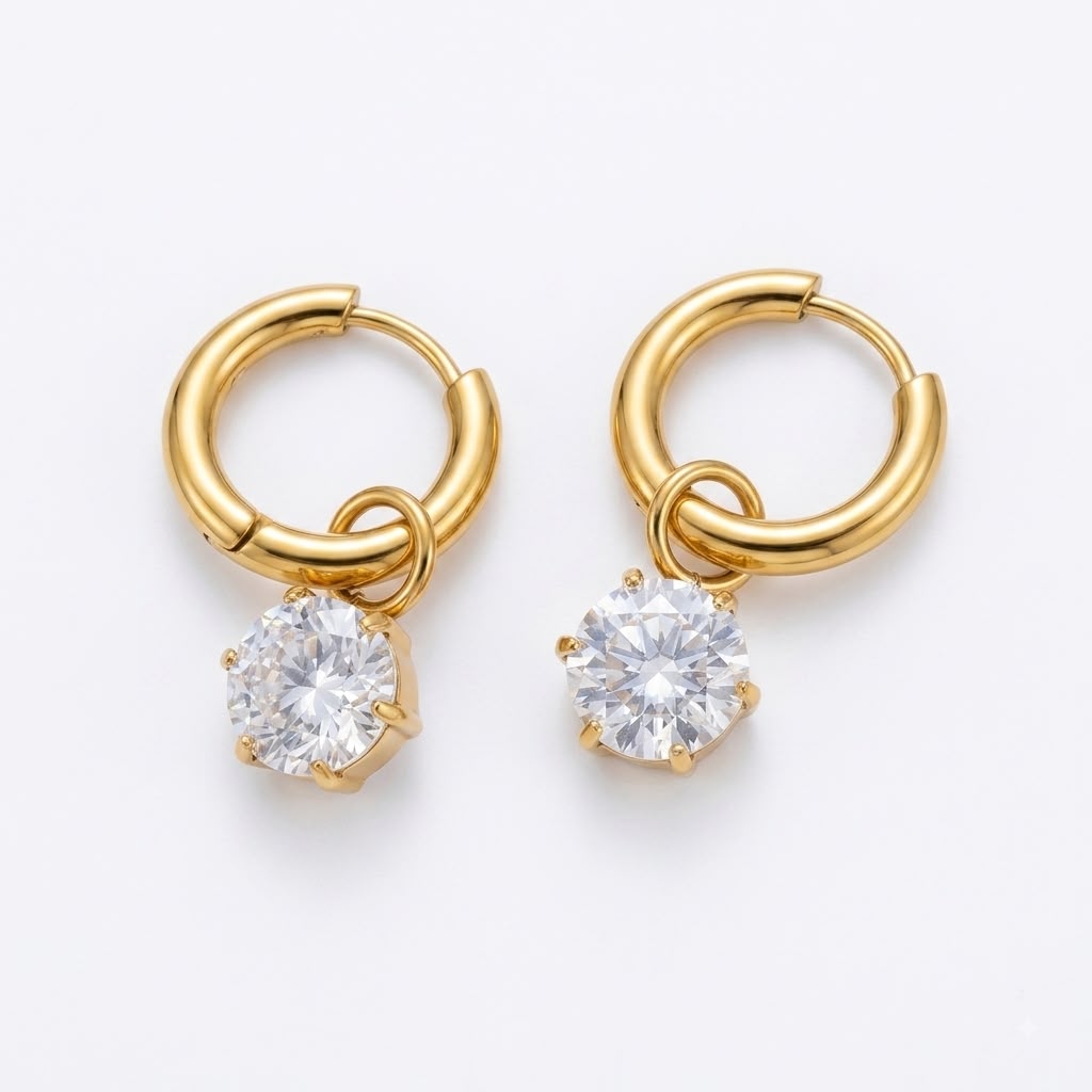 Orecchini in acciaio inossidabile  waterproof placcati oro 18K "Scintilla"