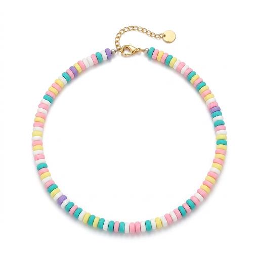 Collana in acciaio inossidabile e perle in argilla polimerica "Sugar"