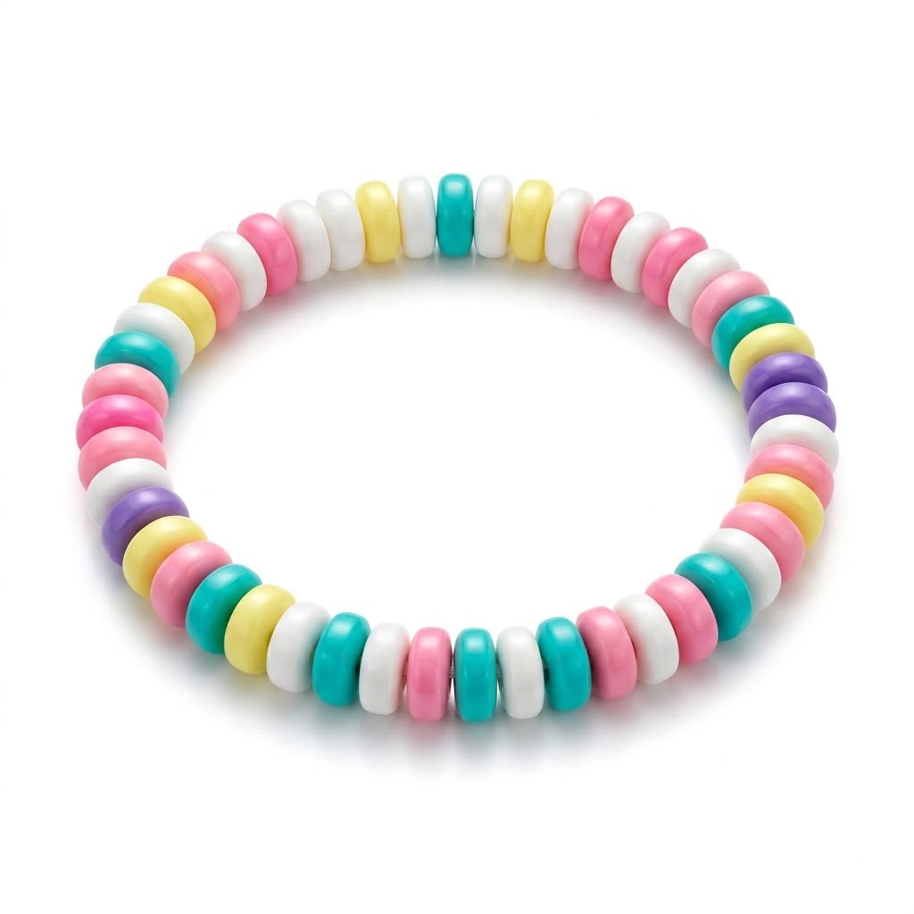 Bracciale con perline di argilla polimerica e acciaio inossidabile "Sugar"