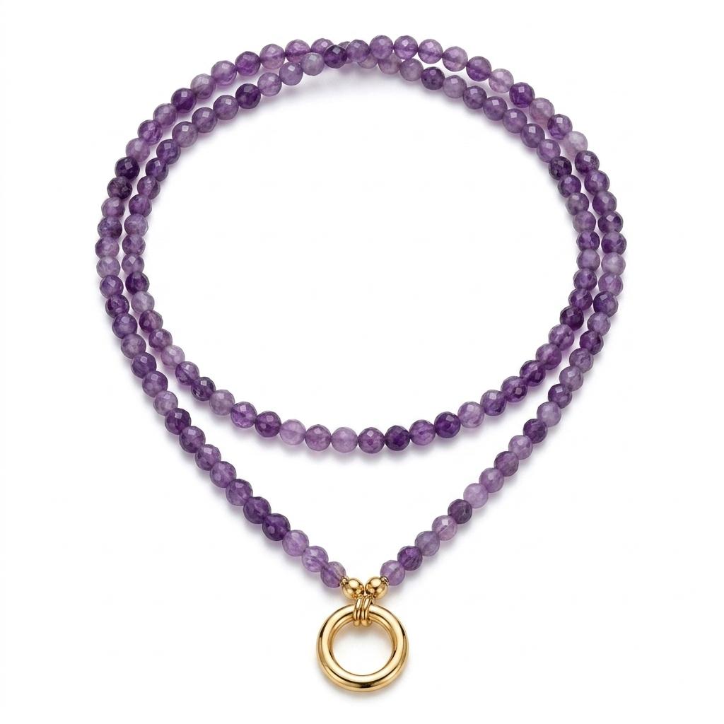 Collana in pietre naturali con moschettone porta ciondoli in acciaio inossidabile "Gemma"