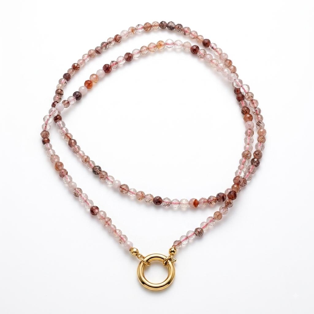 Collana in pietre naturali con moschettone porta ciondoli in acciaio inossidabile "Gemma"