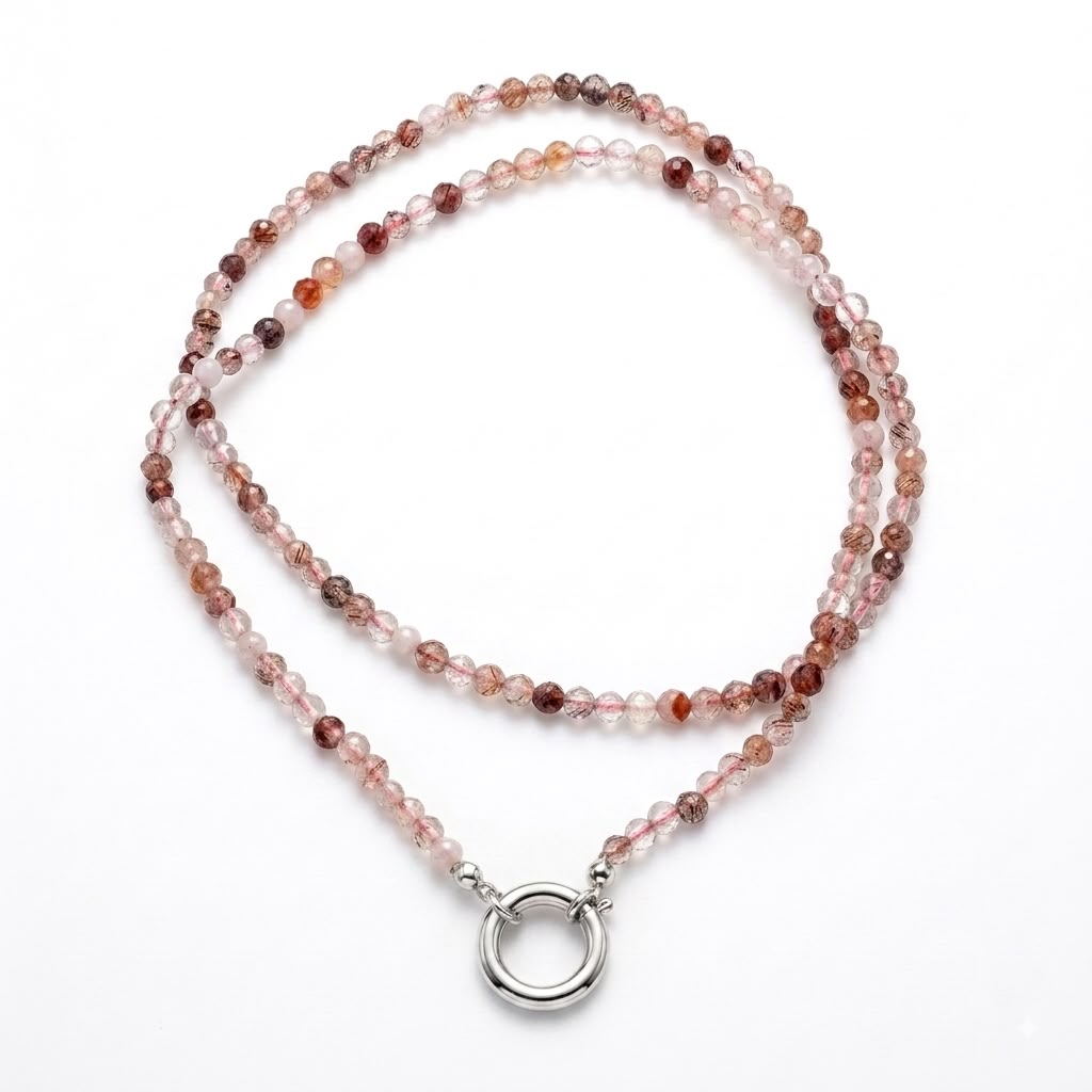 Collana in pietre naturali con moschettone porta ciondoli in acciaio inossidabile "Gemma"