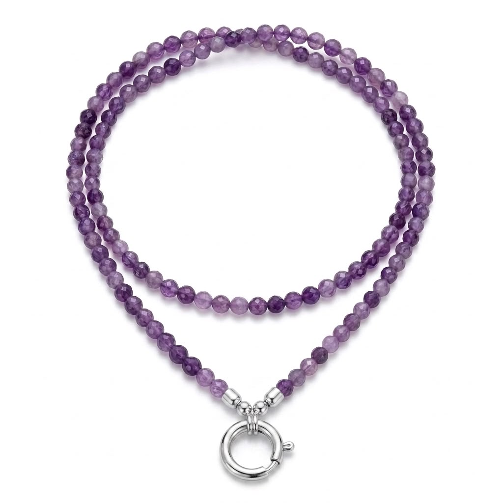 Collana in pietre naturali con moschettone porta ciondoli in acciaio inossidabile "Gemma"