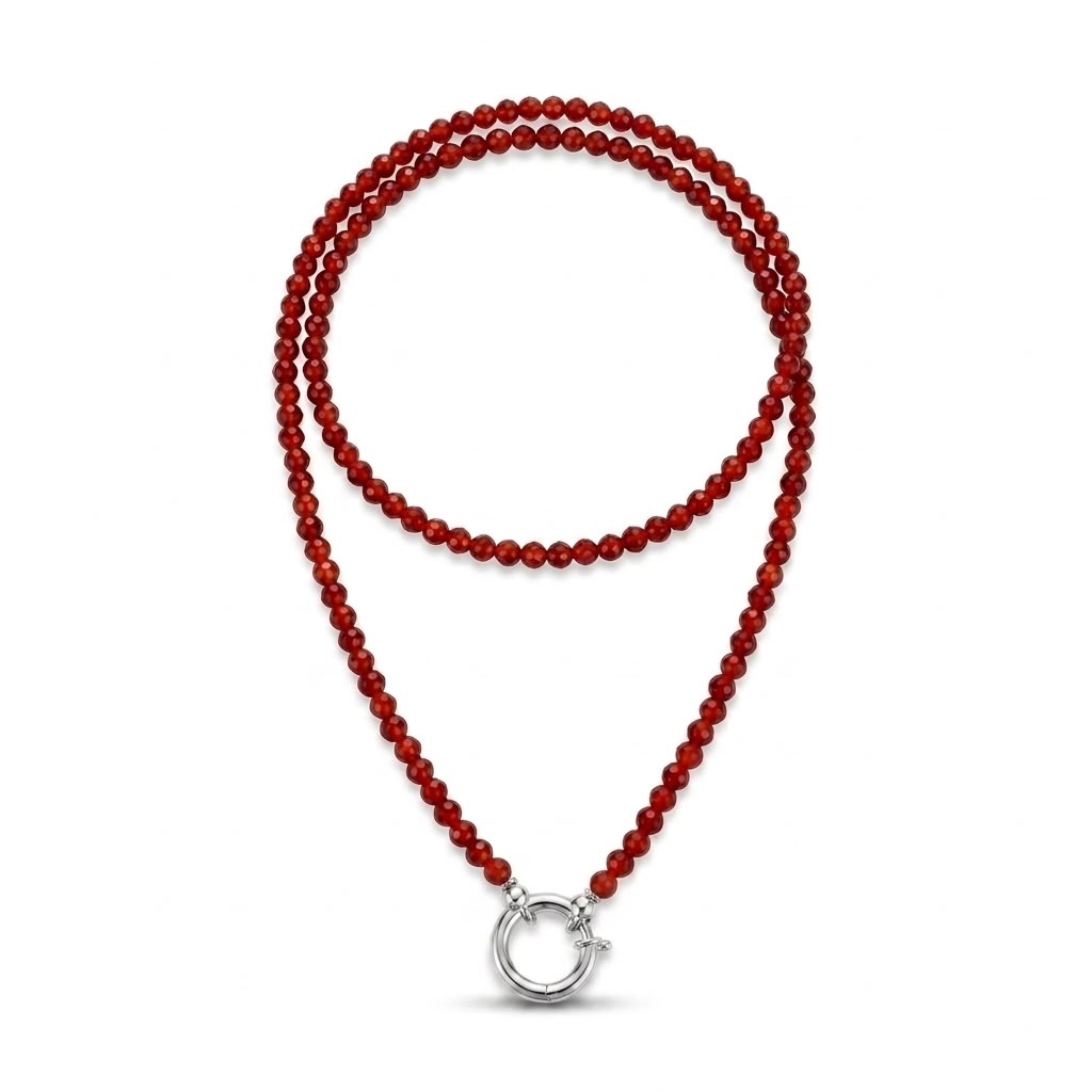 Collana in pietre naturali con moschettone porta ciondoli in acciaio inossidabile "Gemma"